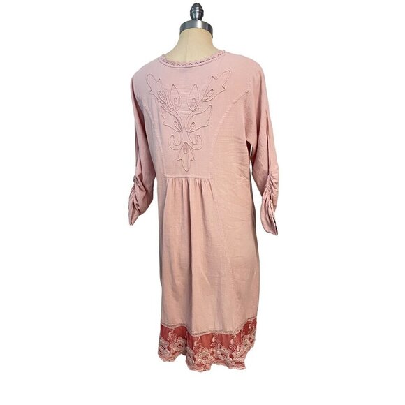 Soft Surroundings Genevieve Embroidered Dusty rose Bohemian Dress Petite Small P - Picture 4 of 6